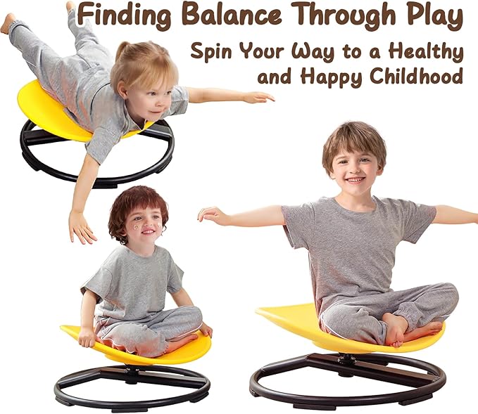 Kids Sensory Chair for Autism Kids Swivel Chair, Sensory Spin Chair Seat Improve Physical Coordination Wobble Chair for Kids Sit and Spin Relief of Motion Sickness