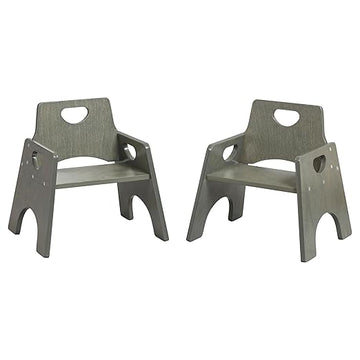 ECR4Kids Stackable Wooden Toddler Chair, 8in, Kids Furniture, Grey Wash, 2-Pack
