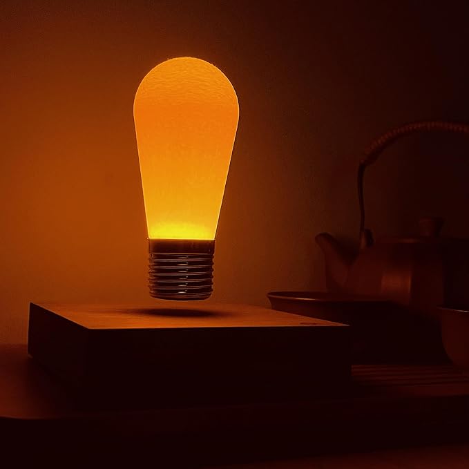 HCNT Floating Light Bulb, Magnetic Levitating LED Desk Lamp Table lamp Night Light, 360 Degree Automatic Rotating Light, Unique Gifts for Christmas Office Decor