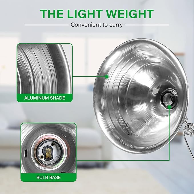 Simple Deluxe Clamp Lamp Light 150 Watt with 8.5 Inch Aluminum Reflector (no Bulb Included), 6 Feet Cord, 6 Pack, Black