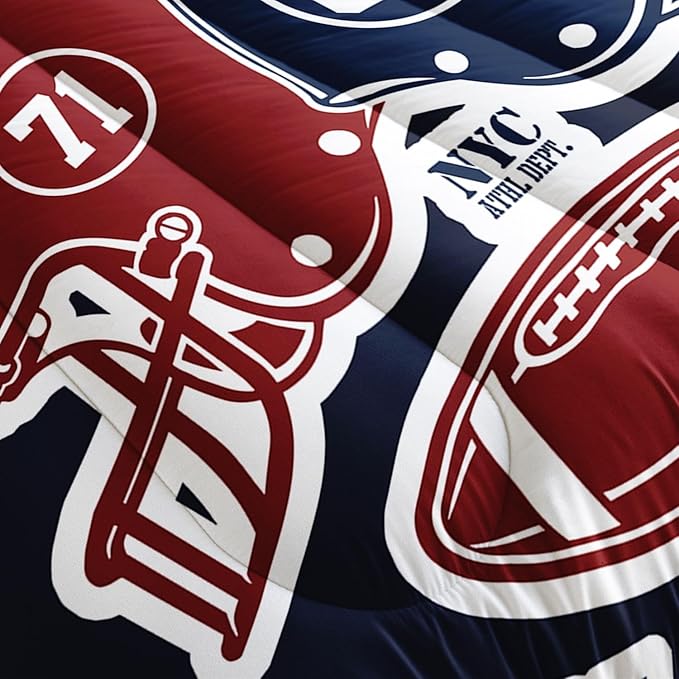 Datura home American Football Comforter Set Vintage Navy American Football Printed Quilt Bedding Set with 1 Comforter and 2 Pillowcases for Boys and Girls Bedroom All Season(Football Navy Full)