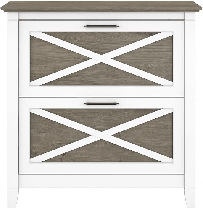 Bush Furniture Key West Lateral File Cabinet, Modern Farmhouse 2 Drawer File Cabinet for Home Office