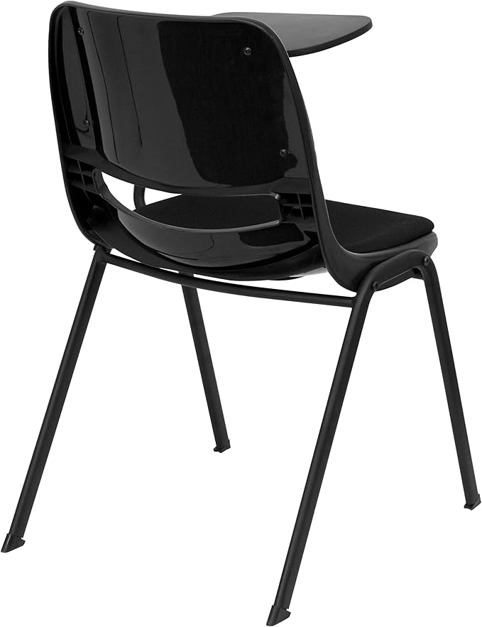 Flash Furniture Black Padded Ergonomic Shell Chair with Left Handed Flip-Up Tablet Arm