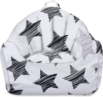 Posh Creations Structured Comfy Bean Bag Chair for Gaming, Reading, and Watching TV, Malibu Lounge, Canvas - Sketchy Stars