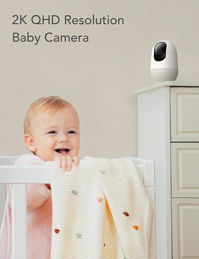 nooie Baby Monitor with Camera 2 Pack,WiFi Baby Monitor Camera,360-degree1080P,Smart Baby Camera with Motion Tracking,Night Vision,Two Way Audio&Sound Detection,Works with Alexa,SD Card and Cloud