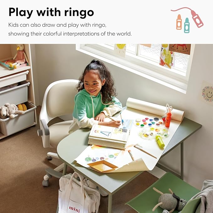SIDIZ ringo Kids Desk Chair : Ergonomic Kids Chair with Footrest, 4-Step Growing Function, Adjustable Seat Height, Sit-Locking Casters, Swivel Type Kids Chair (Rosy Pink Chair)
