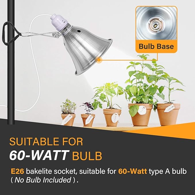 Simple Deluxe Clamp Lamp Light with 5.5 Inch Aluminum Reflector up to 60 Watt E26 Socket (no Bulb Included) 6 Feet 18/2 SPT-2 Cord, Silver and White, 12 Pack
