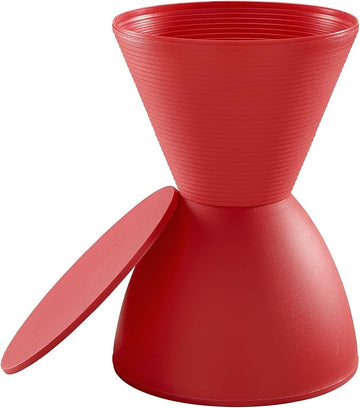 Modway Haste Contemporary Modern Hourglass Accent Stool in Red