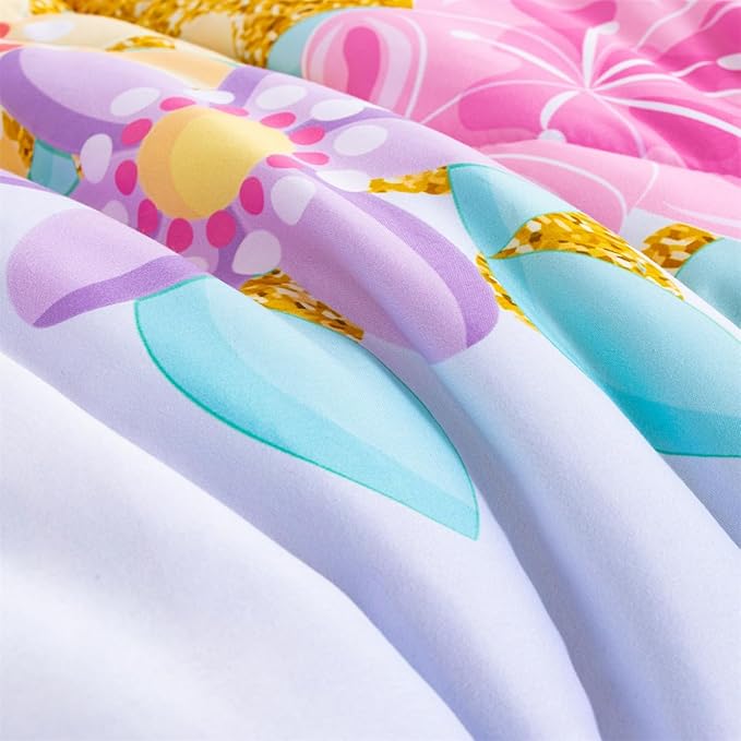 NTBED Unicorn Twin Comforter Set with Sheets,5 Pieces Kids Bedding Sets for Girls, Lightweight Microfiber Star Rainbow Bed in a Bag,Blue Purple