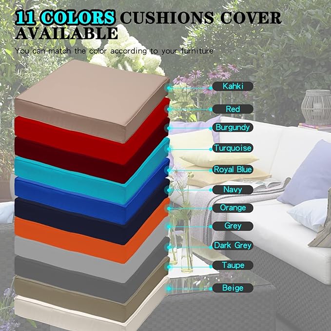 ClawsCover 7Pack Outdoor Seat and Back Cushions Replacement Covers Fits for 4-Seater 4Pieces Wicker Rattan Patio Conversation Set Sectional Couch Chair Furniture,Turquoise-Include Cover Only