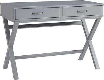 Linon Grey Campaign Style Sawyer Desk