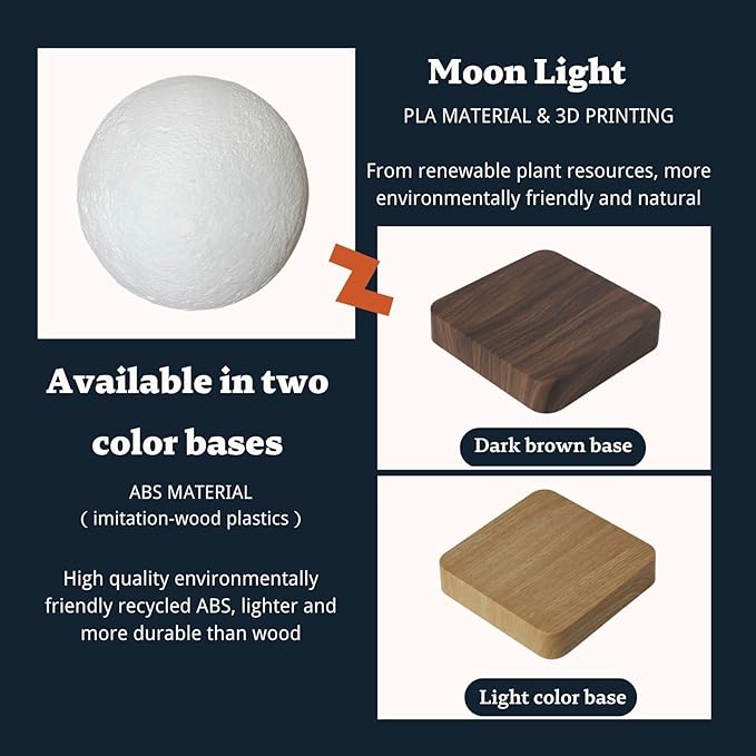 Floating Moon Lamp 16 Colors Magnetic Levitating Moon Light, Great Gift for Family, Kids and Lover for Birthdays, Valentine's Day, Anniversary（Dark Brown Base