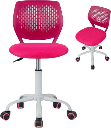 Kids Desk Chair, Blue Ergonomic Kids Office Chair Ages8-12 w/Lumbar Support, Low-Back Teen Desk Chair for Girls Boys, Small Cute Kids Computer Chair for Bedroom/Study/Vanity Desk (Rose Red)