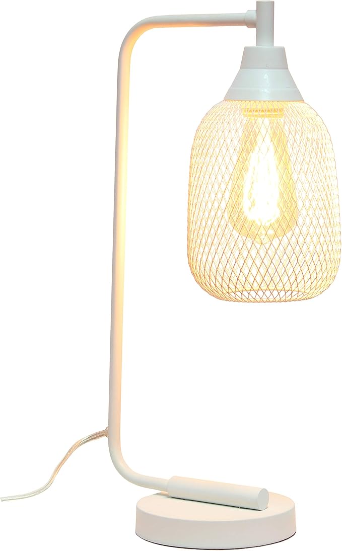 Elegant Designs LD1060-WHT Mesh Wire Table Lamp, Matte White