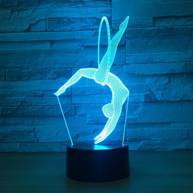 Gymnastics 3D Optical Illusion Lamp 7 Colors Change Timing Remote Control and Touch Button LED Table Desk Lamp for Home Bedroom Decoration