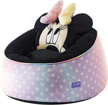 Idea Nuova Disney Minnie Mouse Hillside by pod Plush Kids Bean Bag Chair, 24" Hx24 Hx17 H, Large