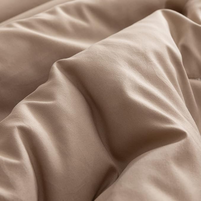 ROSGONIA California King Comforter Set Taupe Brown, 3pcs (1 Boho Tan Cal King Comforter & 2 Pillowcases), Soft Bedding Lightweight Bedspread Blanket