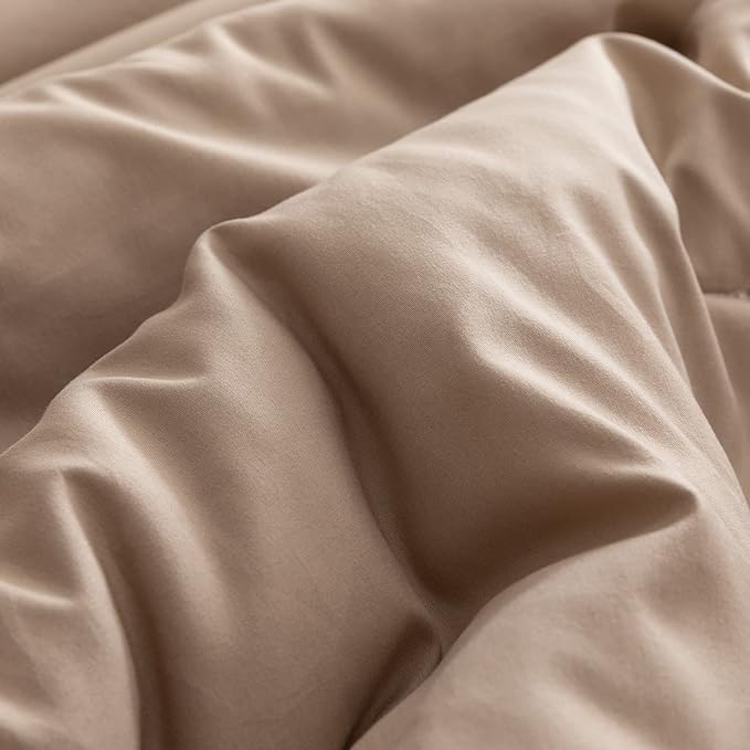 ROSGONIA Twin Comforter Set for Girls Boys Taupe Brown, 1 Boho Tan Comforter & 1 Pillowcase, All Season Kids Comforter Lightweight Dorm Bedding