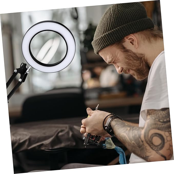 Holibanna 1 Set LED Magnifying Glass Light Portable Desk Facial Magnifying lamp Task Lights Desk LED Light Portable Office Desk Lamp with Magnifier Desktop Light Stand abs Work