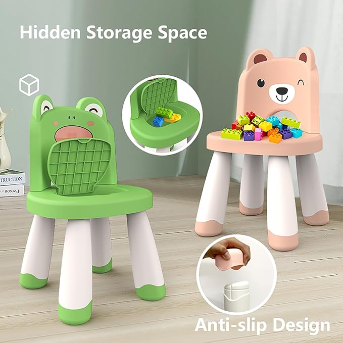 Kids Plastic Chair, Durable and Lightweight Kids Chair,11" H Seat, Indoor or Outdoor Use for Toddlers Boys Girls Birthday Gifts (Black)