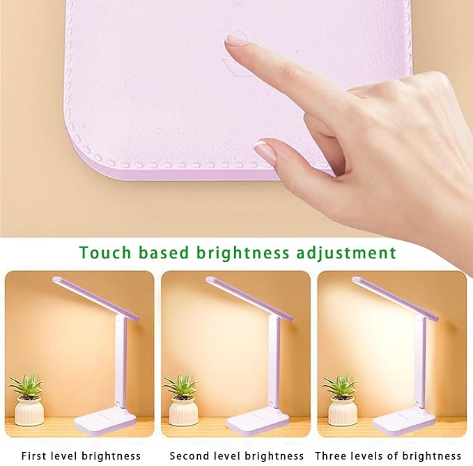 Desk lamp,LED Lamp,Touch Control,3 Color Modes,Eye-Protecting Table Lamp,Led Lights for Bedroom,Home,Office,Black (Medium Size, Pink)