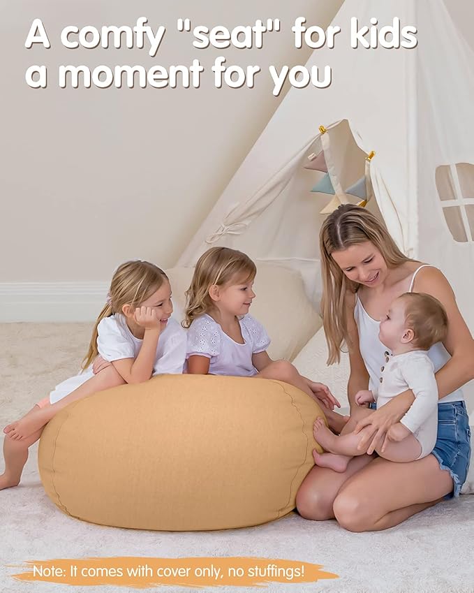 Aubliss Stuffed Animal Bean Bag Storage Chair (Solid Khaki, Large (38''))