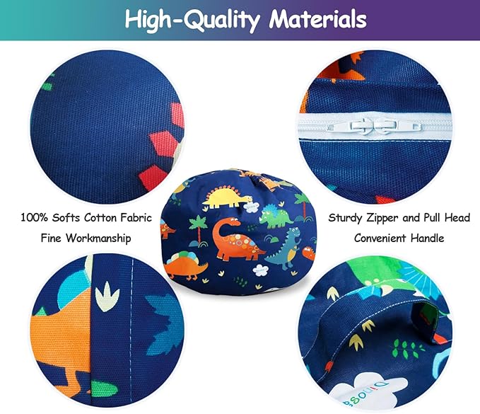 Bean Bag Storage Toddler Kids'Rooms Organizer Giant Beanbag Great Plush Toy Alternative Washable Ultra Soft Cover Dinosaur Plush Toys or Textile Sack Bag Space Save (Without Filling) X-Large
