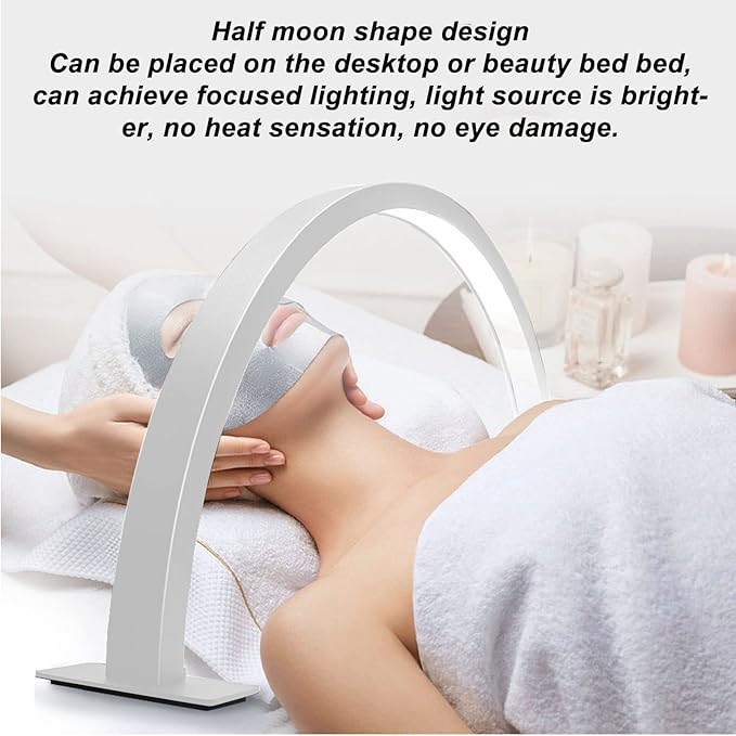 28 Inch Half Moon Nail Desk Lamp, 35W 3000 to 6000K Dimmable Desktop LED Light, Fill Light Half Moon Desk Light for Facial Spa, Manicure, Tattoo, Eyelash, Gifts