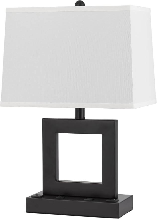 Cal Lighting LA-8042DK Cachan Metal Desk Lamp with 2 Power Outlets and 1 USB Charging Port, Antique Bronze