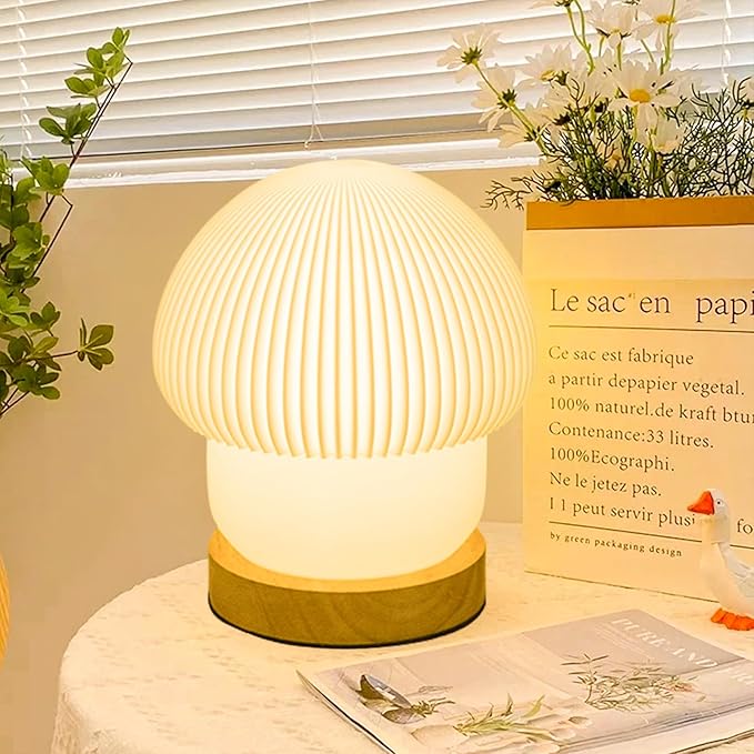 16 Colors Mushroom Lamp Night Light, Elegant 3D Printed Table Lamp with LED, Remote Control Desk Lamp Perfect for Bedroom, Living Room Decor, Great Gift for Women kids, Teens (H:7.1 inches)