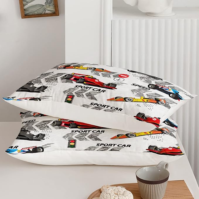 Axolotl Racing Car Comforter Set Queen Size,Extreme Sports Boys Bedding Set for Boys Teens Girls Car Racing Gifts,Race Cars Quilt Bed Set with 1 Comforter 2 Pillowcases,Multi Color