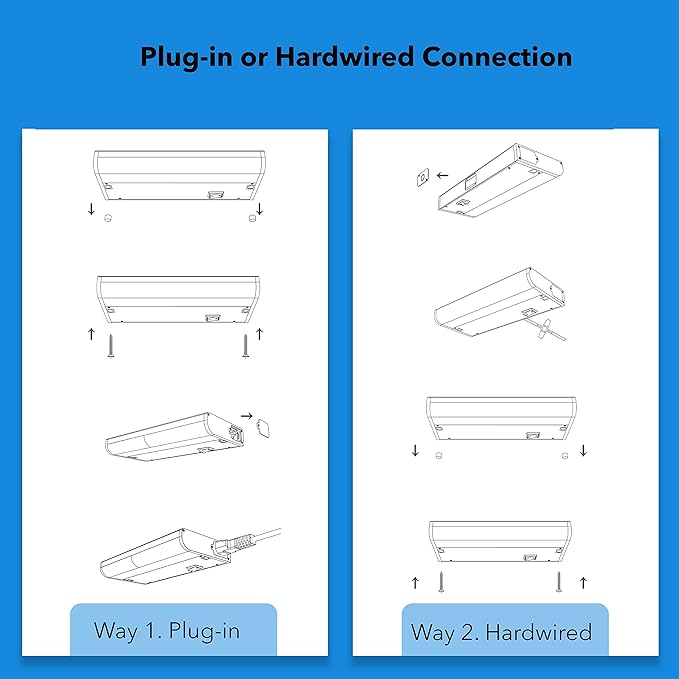 LED Smart Under Cabinet Lights Hardwired or Plug in White and Color Ambiance Dimmable with Remote Control Work with Amazon Alexa, Google App Controlled Under Counter Lighting (12 Inch)