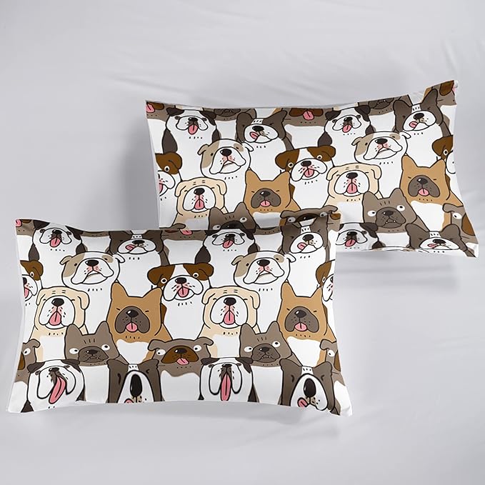 Kawaii Dog Comforter Twin Size,Dogs Comforter Set for Kids Teens Girls Boys,3Pcs Bedding Set Printed Comforter with 2 Pillowcases,Down Alternative,Soft and Lightweight，Twin Size