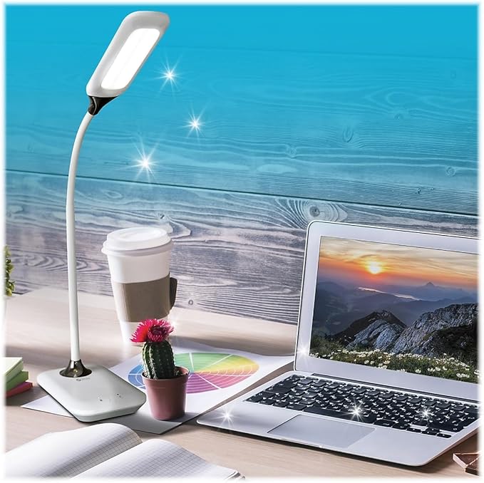 OttLite Enhance LED Sanitizing Desk Lamp with USB Charging – Eliminates up to 99.9% of Bacteria, Touch Activated, Flexible Neck, Modern Light for Reading, Crafting & Office Desktop