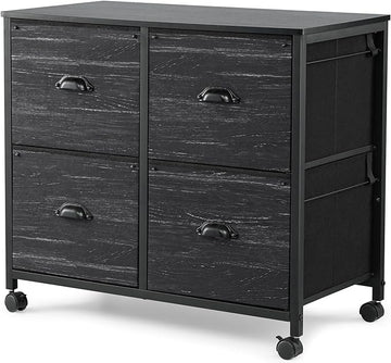 TOPSKY 4 Drawers Mobile Fabric Lateral File Cabinet with Casters for Letter SIze File (Black)