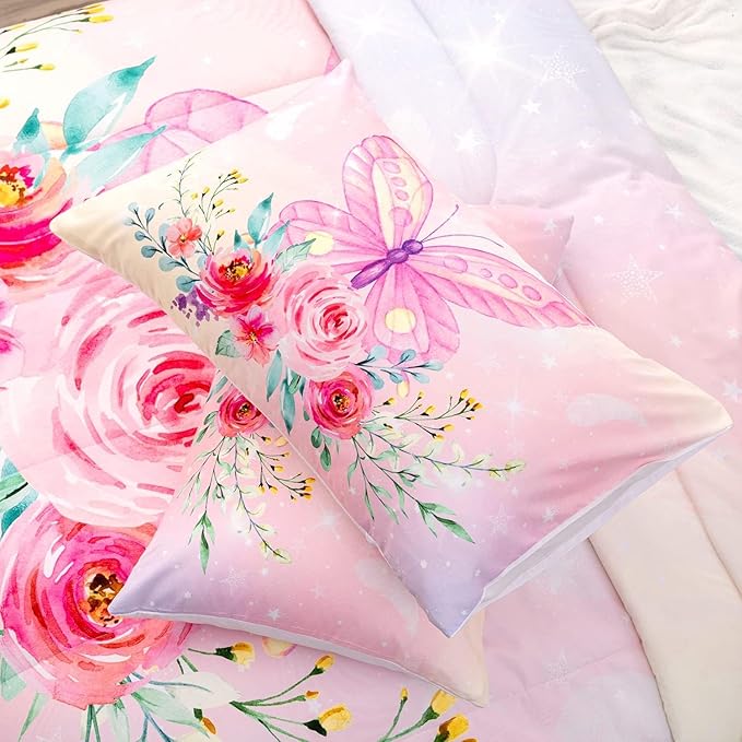 CVHOUSE Butterfly Comforter Sets King for Girls Women,Butterfly Bedding Sets King Set,Butterflies Bedspread,Butterfly Duvet,Butterfly Bed Set,Butterflies Quilt Set 3 Pcs 1 Comforter and 2 Pillowcases