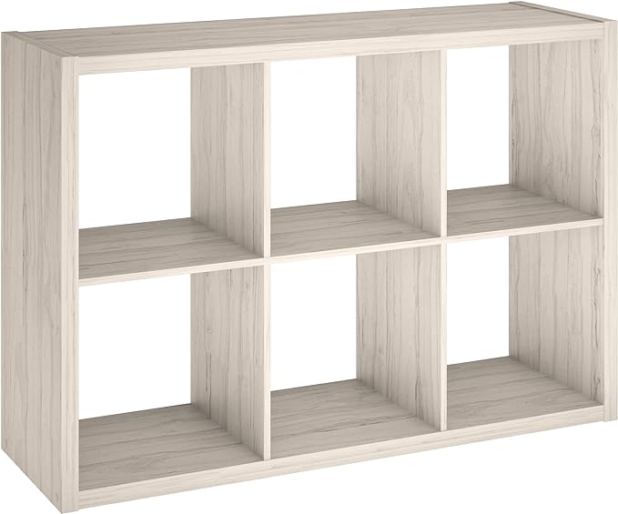 ClosetMaid 4569 Decorative Open Back 6-Cube Storage Organizer, Bleached Walnut