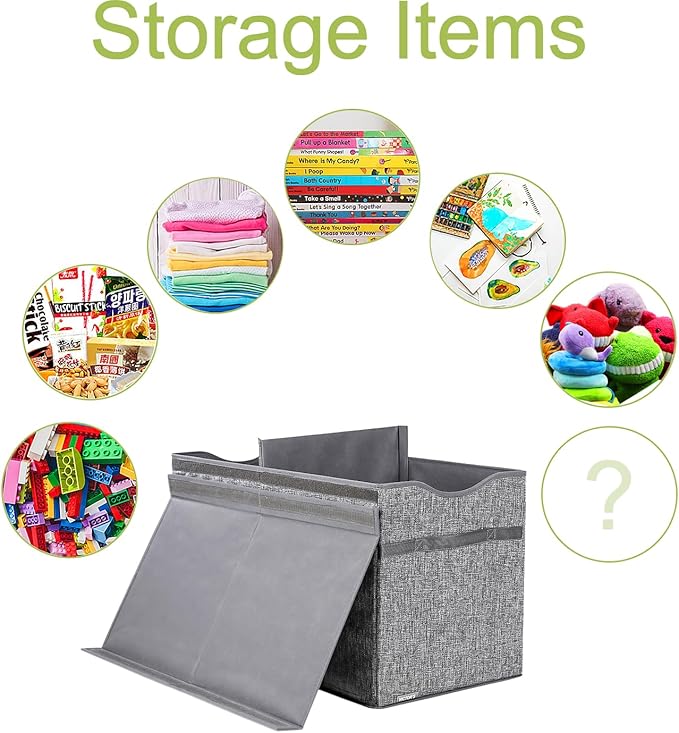 Toy Box Chest, Collapsible Sturdy Storage Bins with Lids, Extra Large Kids Toy Storage Organizer Boxes Bins Baskets for Kids, Boys, Girls, Nursery Room, Playroom, Closet (Linen Gray)