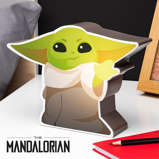 The Mandalorian Baby Yoda Night Light, Grogu The Child Officially Licensed Star Wars Bedroom Decor and Desk Lamp