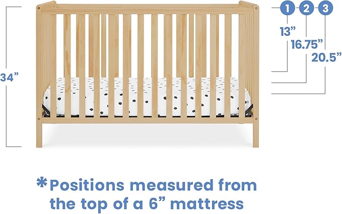 Delta Children Heartland 4-in-1 Convertible Crib, Natural
