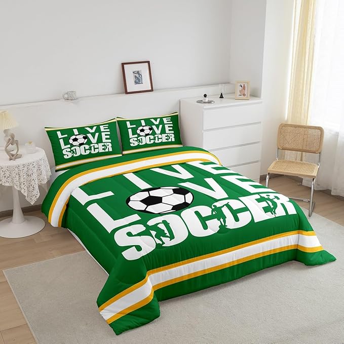 Football Bedding Set Full Size Rugby Sports Comforter Set for Kids Boys Girls Decor Soccer Ball Game Comforter Gift for Football Lover Duvet Set Bedroom Quilt Set