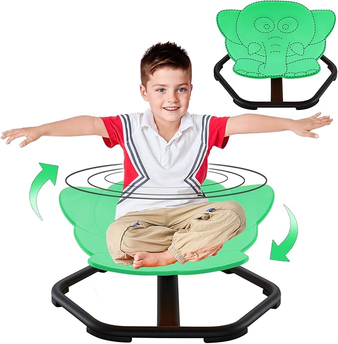Spinning Chair for Autistic Kids Sit and Spin Chair for Kids Swivel Sensory Chair Elephant Spinning Seat Autism Sensory Chair Items for Sensory Room Training Balance Body Coordination