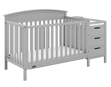 Graco Benton 5-in-1 Convertible Crib and Changer (Pebble Gray) – Crib and Changing Table Combo, Includes Water-Resistant Changing Pad, 3 Drawers, Converts to Toddler Bed, Daybed and Full-Size Bed