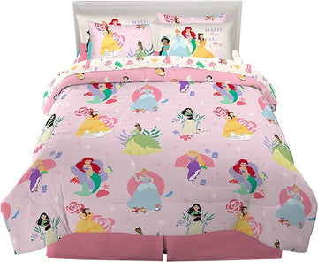 Disney Princess Kids Bedding Super Soft Comforter and Sheet Set with Sham, 7 Piece Full Size, "Official" Disney Product By Franco (PRINTS MAY VARY)