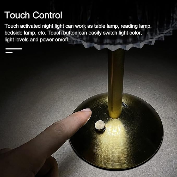 LED Cordless Table Lamp Mushroom Desk Lamp, USB Rechargeable LED Table Lamp with Touch Control Dimmable 3 Light Colors Bedside Lamp Reading Lamp for Bars Restaurants Coffee Shop