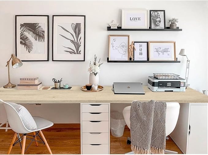 Kaboon Universal Tabletop 47.25"x30", Solid One-Piece Melamine Table Top, Double Desk L-Desk DIY, Home and Office, Oak