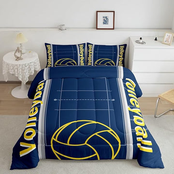 Feelyou Volleyball Bedding Set King Size Sports Game Comforter Set for Kids Boys Girls Decor Volleyball Player Comforter Microfiber Sports Gaming Duvet Set Bedroom Quilt Set