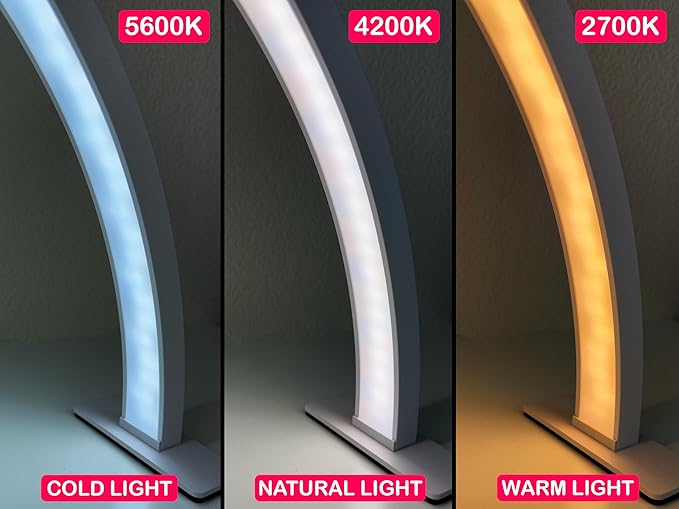 Half-Moon Nail Desk Lamp for Professionals, 3360 Lumen Led Light for Nails, Perfect Led Manicure Desk Lamp | Tattoo Light | Lash Tech Light | Manicure Light Led (White) (Button Control)