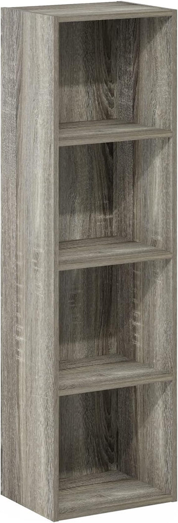 Furinno Luder Bookcase / Book / Storage, 4-Tier Cube, French Oak