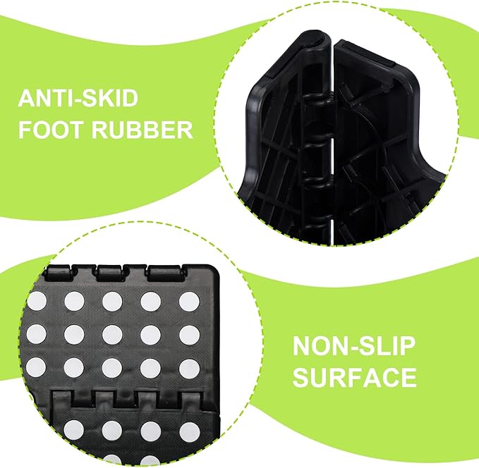 Delxo Folding Step Stool for Kids and Adults,15-Inch Extra Wide 9 Inch Height Heavy Duty Stepping Stool More Safe and Comfortable Non Slip Foldable Step Stool Black